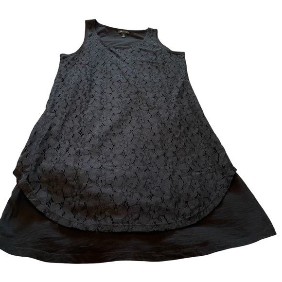 Tribal Black Sleeveless Tank Dress with Lace Overlay-Front only-Size Medium - Picture 6 of 12